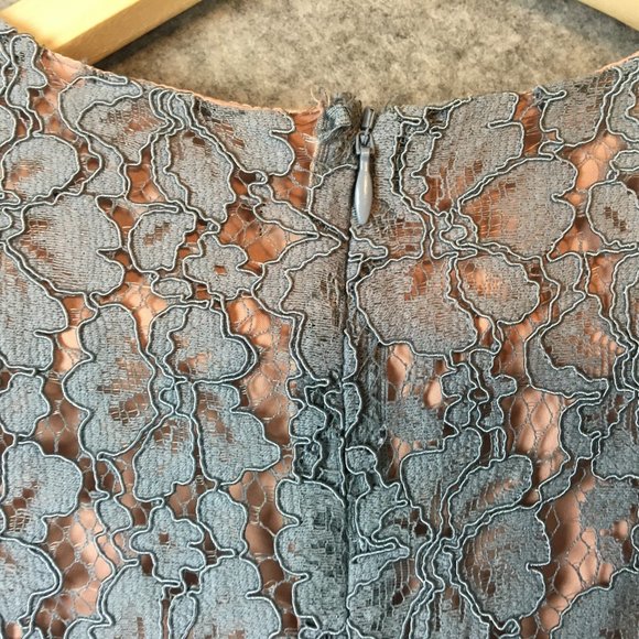 Cynthia Rowley Blouse Top 2 XS Lace Shell Dusty Blue Floral Cap Sleeve Career - Picture 10 of 13